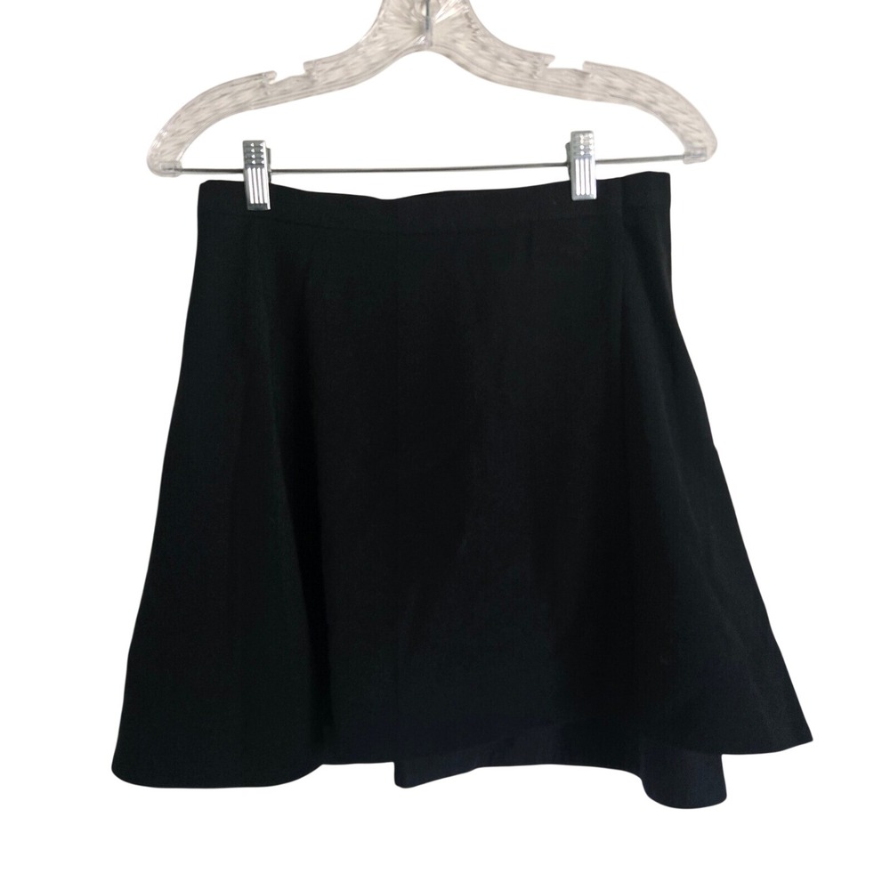 Sonia Rykiel Size Small 38‎ Solid Black Wool Crepe Wrap Mini Unlined Skirt